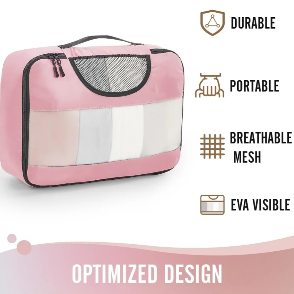 Veken Pink 6-Piece Packing Cubes Set - Extra Large, Large, Medium, Small